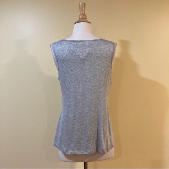 Twist Knot Front Deep V Neck Sleeveless Drapey Top - Picture 4 of 6